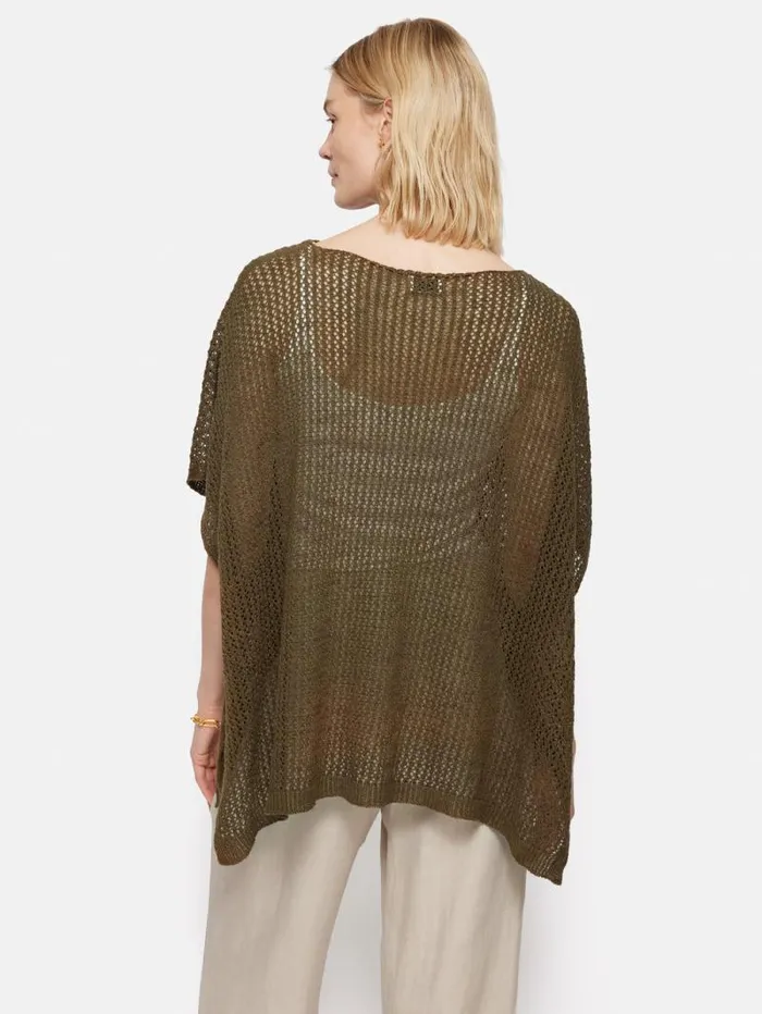 Linen Poncho Khaki Women Jigsaw Ponchos and Scarves
