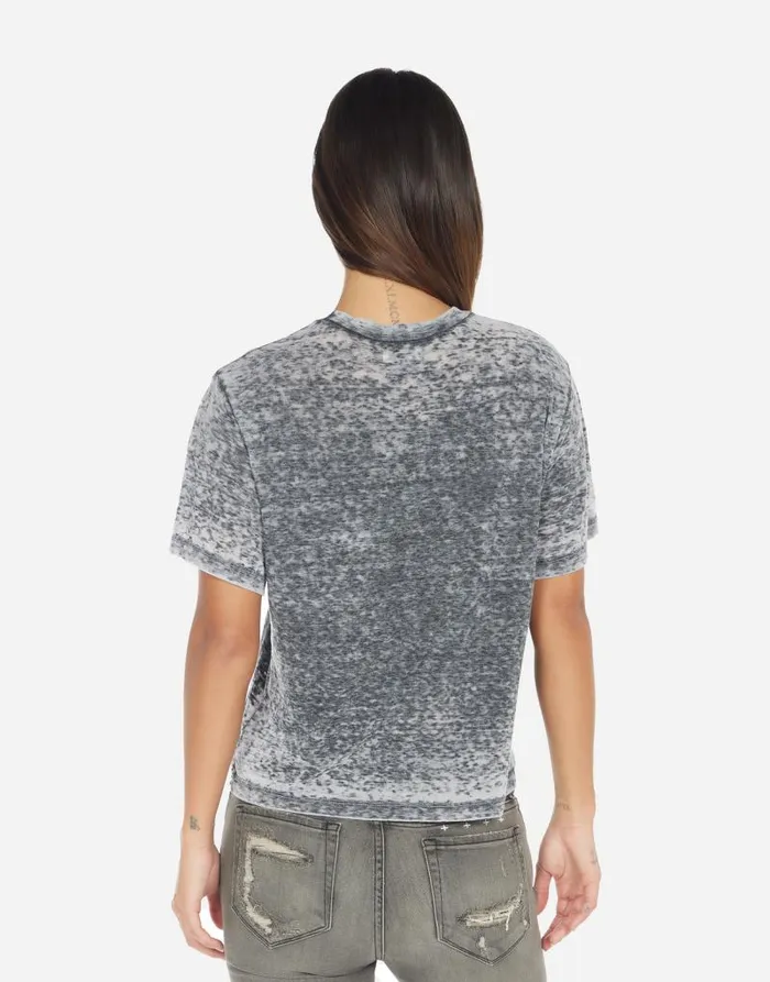 Linnea Positive Happyface Black Burnout Women Lauren Moshi Short Sleeve