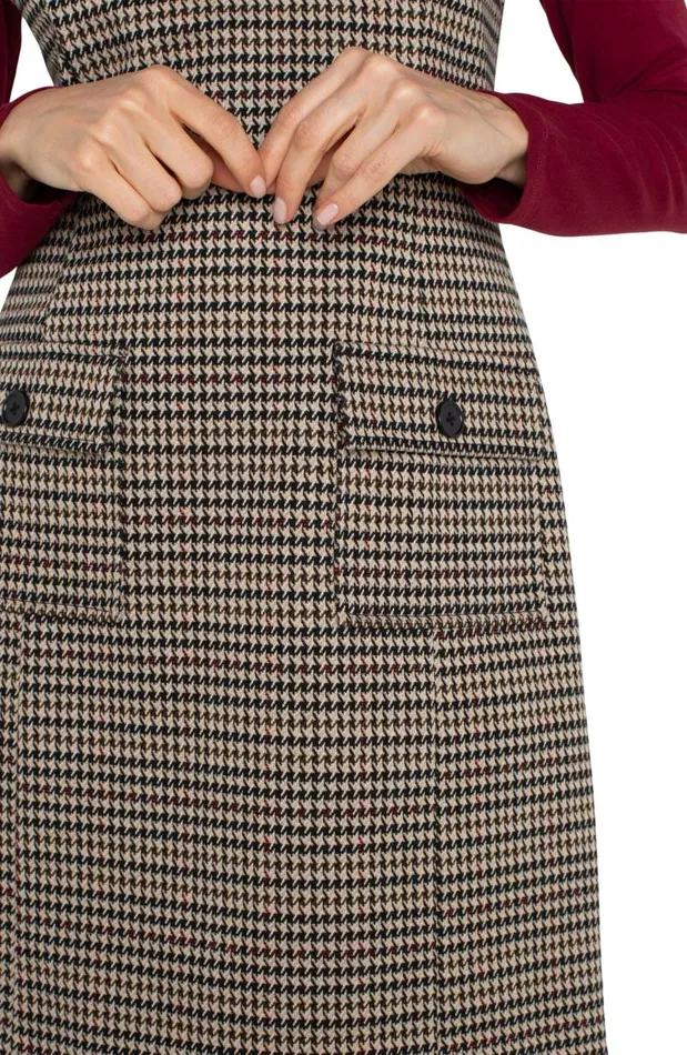 Liverpool Los Angeles Dresses SLEEVELESS SHIFT DRESS Black Tan Houndstooth 8211 Womens