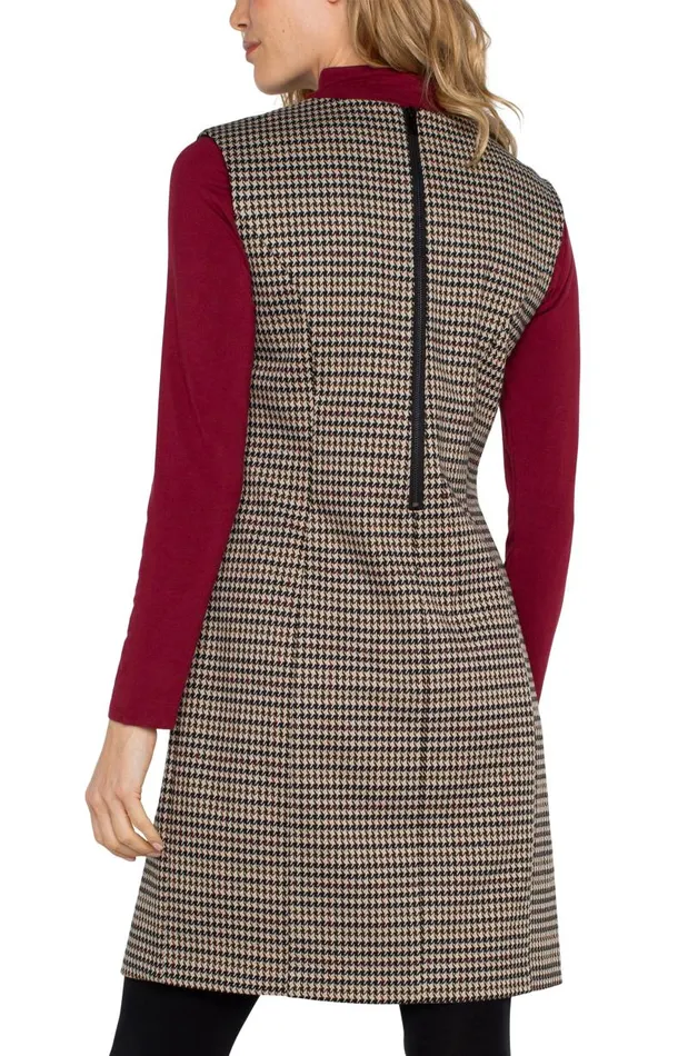 Liverpool Los Angeles Dresses SLEEVELESS SHIFT DRESS Black Tan Houndstooth 8211 Womens