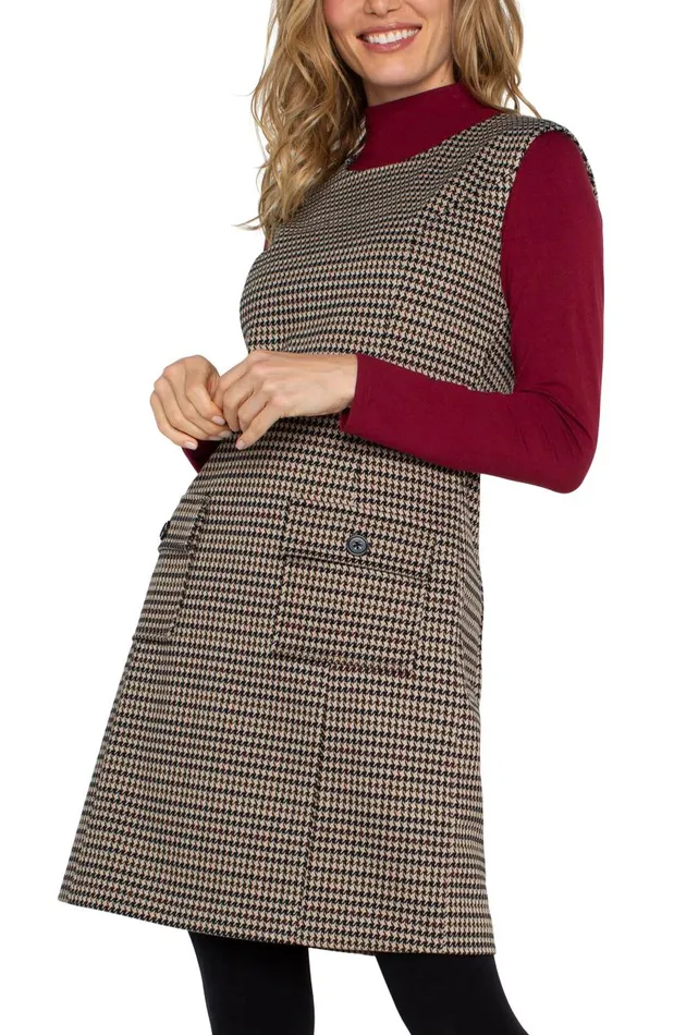Liverpool Los Angeles Dresses SLEEVELESS SHIFT DRESS Black Tan Houndstooth 8211 Womens