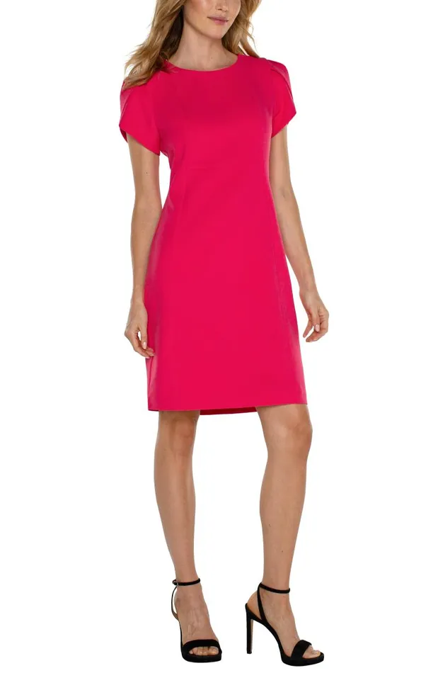 Liverpool Los Angeles Dresses TULIP SLEEVE SHEATH DRESS Pink Punch 8211 Womens