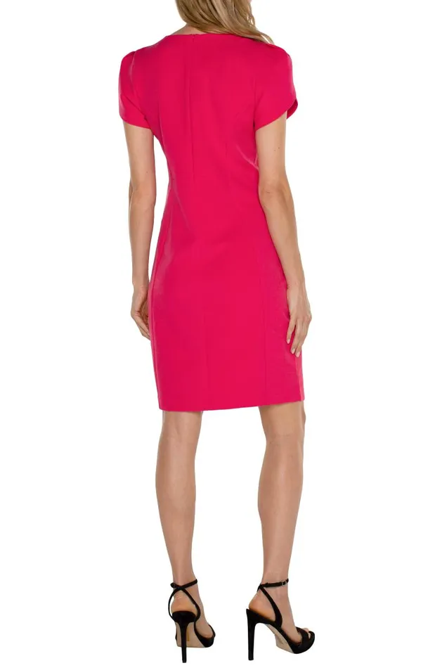 Liverpool Los Angeles Dresses TULIP SLEEVE SHEATH DRESS Pink Punch 8211 Womens