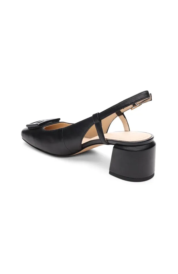 Liverpool Los Angeles Flats GETTY SLINGBACK WITH LOGO MEDALLION Black 8211 Womens