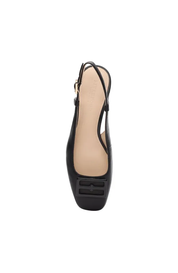 Liverpool Los Angeles Flats GETTY SLINGBACK WITH LOGO MEDALLION Black 8211 Womens