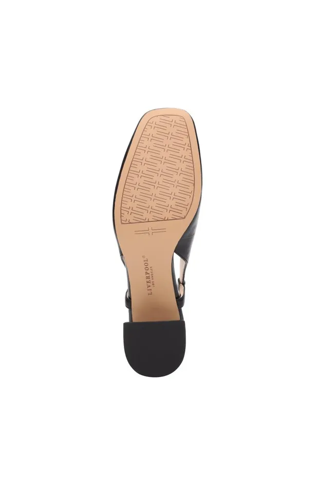 Liverpool Los Angeles Flats GETTY SLINGBACK WITH LOGO MEDALLION Black 8211 Womens
