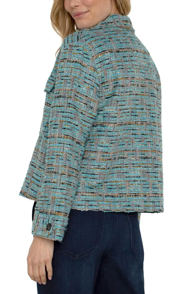 Liverpool Los Angeles Jackets BUTTON FRONT BOXY SHACKET Ocean Boucle 8211 Womens