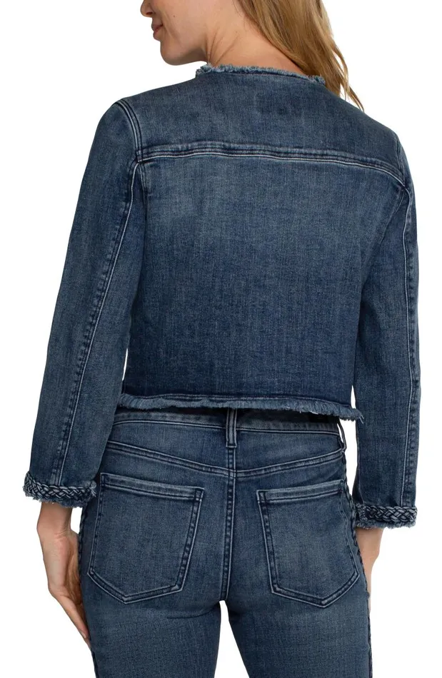 Liverpool Los Angeles Jackets ECO CROPPED BRAIDED DENIM JACKET Ponderay 8211 Womens