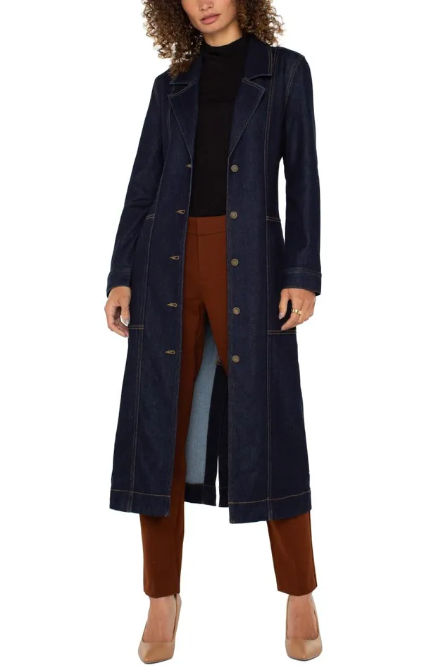 Liverpool Los Angeles Jackets NOTCH COLLAR DUSTER JACKET Indigo Rinse Wash 8211 Womens