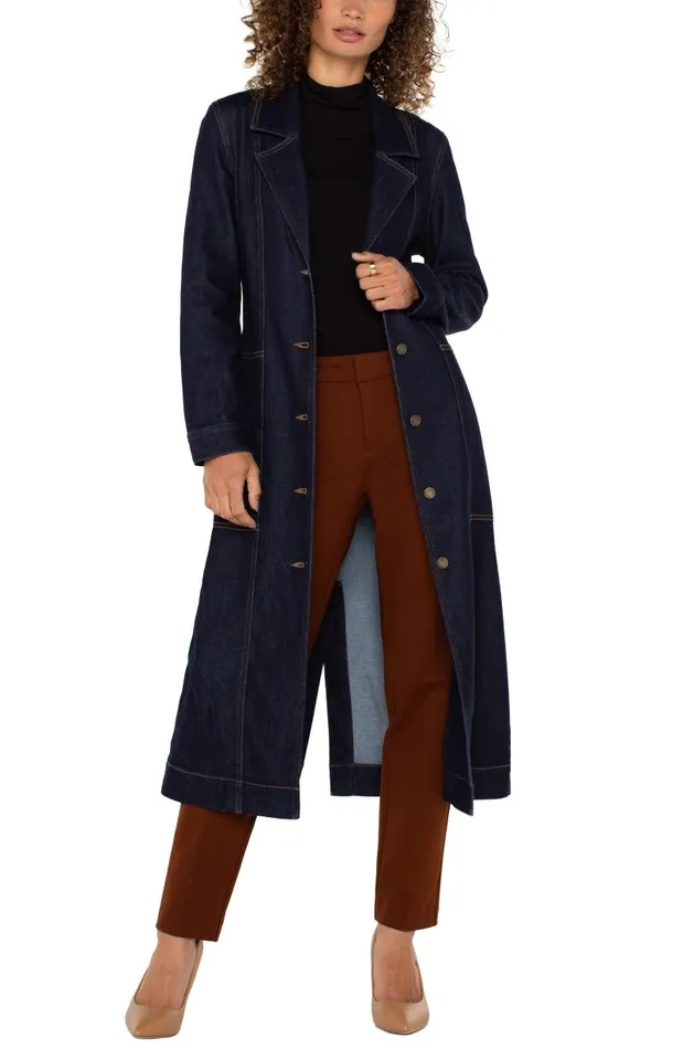 Liverpool Los Angeles Jackets NOTCH COLLAR DUSTER JACKET Indigo Rinse Wash 8211 Womens