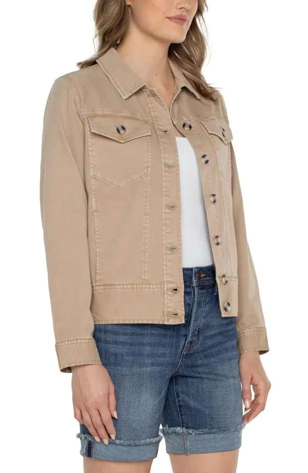 Liverpool Los Angeles Jackets TRUCKER JACKET WITH ELASTIC WAISTBAND Biscuit Tan 8211 Womens