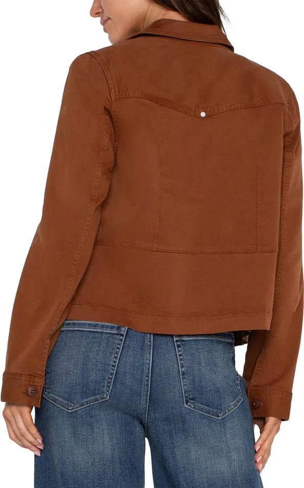 Liverpool Los Angeles Jackets TRUCKER JACKET WITH PEPLUM HEM Burlywood 8211 Womens