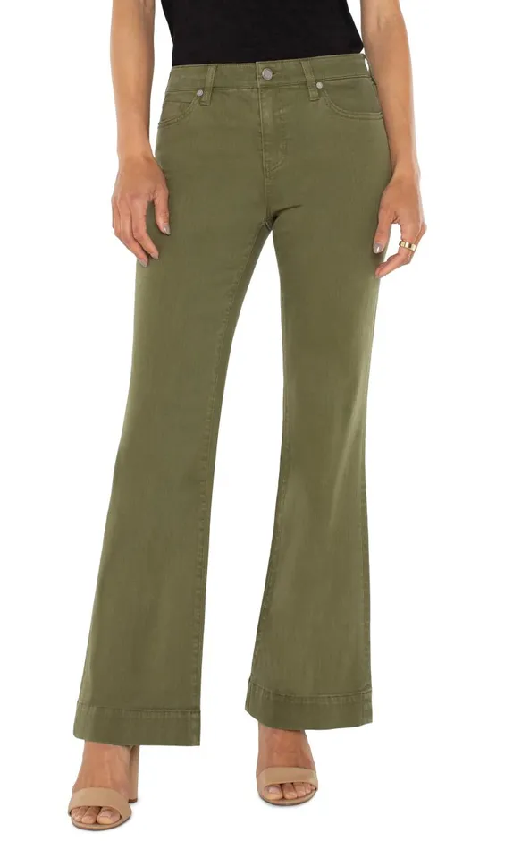 Liverpool Los Angeles Jeans HANNAH FLARE WITH WIDE HEM Spanish Olive 8211 Womens