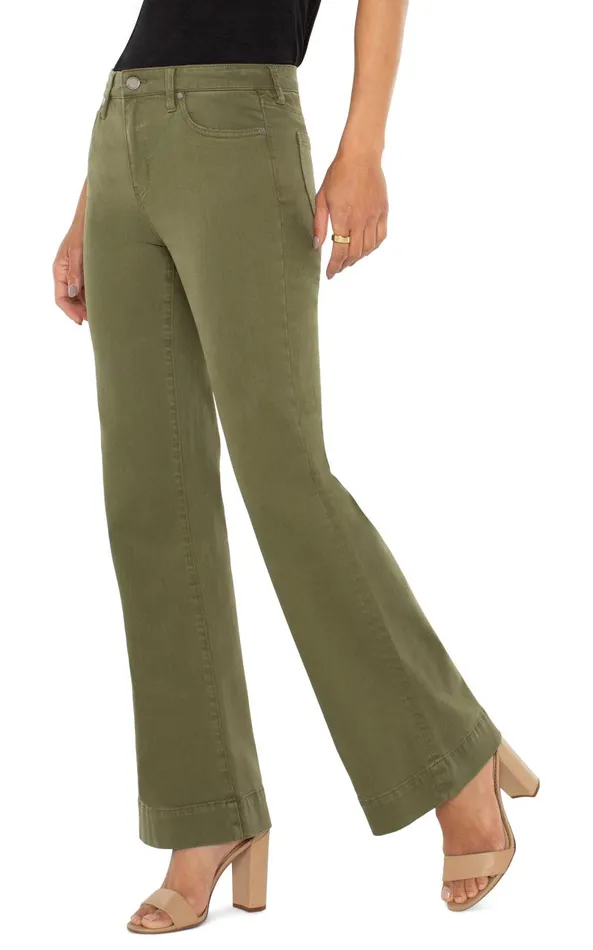 Liverpool Los Angeles Jeans HANNAH FLARE WITH WIDE HEM Spanish Olive 8211 Womens