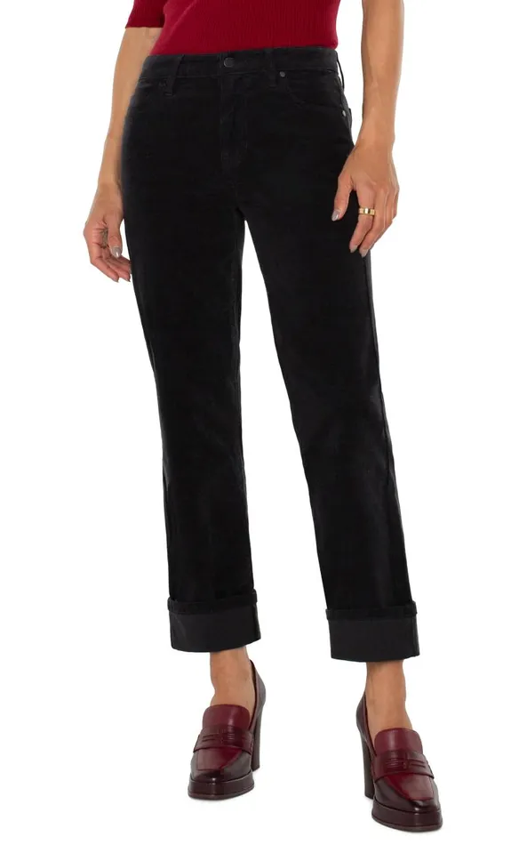 Liverpool Los Angeles Jeans MARLEY GIRLFRIEND CUFFED CORDUROY Onyx 8211 Womens
