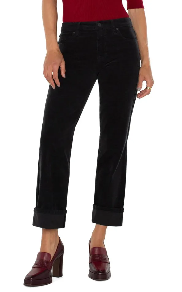 Liverpool Los Angeles Jeans MARLEY GIRLFRIEND CUFFED CORDUROY Onyx 8211 Womens