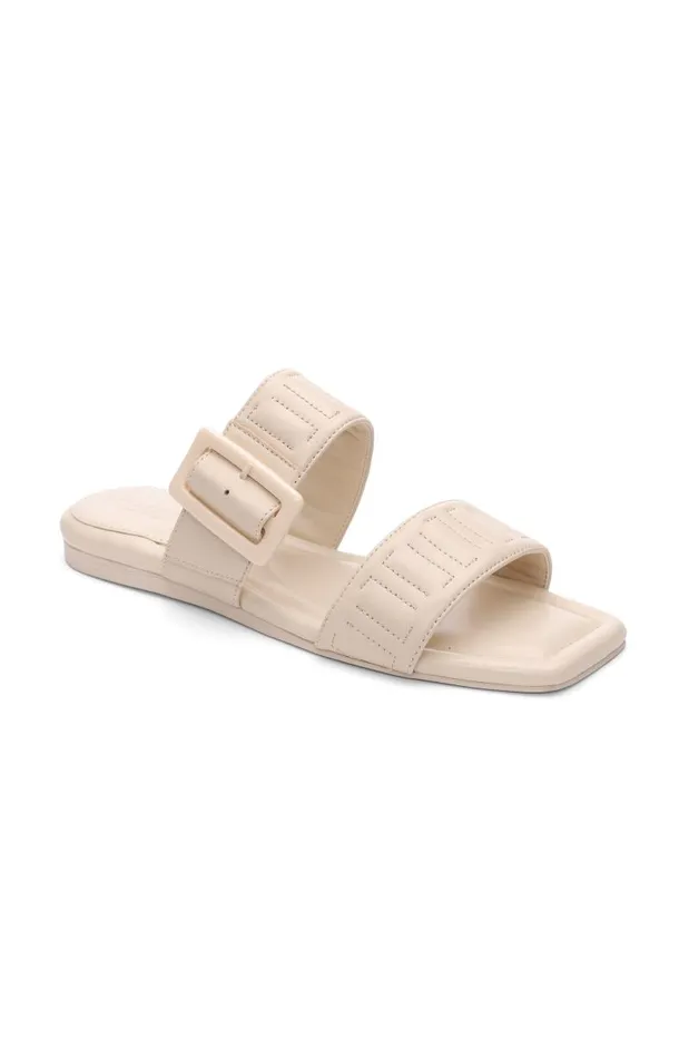 Liverpool Los Angeles Sandals DOWNTOWN LOGO STITCH SANDAL Ecru 8211 Womens