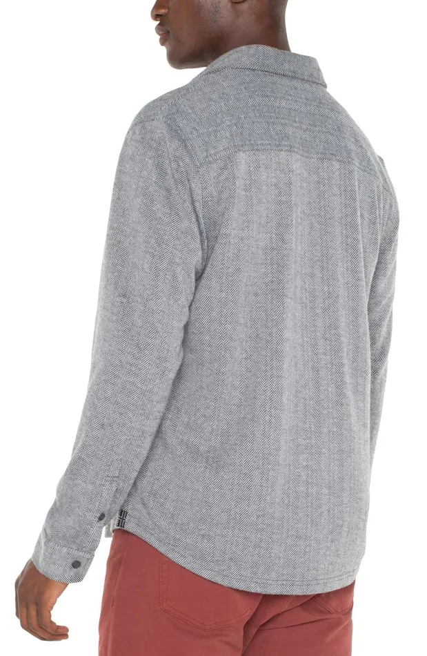 Liverpool Los Angeles Shirts BUTTON UP LONG SLEEVE SHIRT Grey Herringbone 8211 Mens