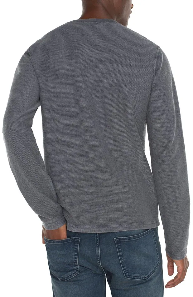 Liverpool Los Angeles Shirts LONG SLEEVE HENLEY Gray Pinstripe 8211 Mens