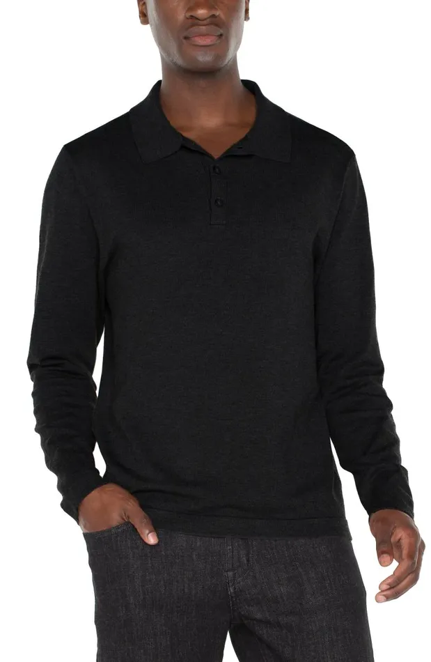 Liverpool Los Angeles Shirts LONG SLEEVE KNIT POLO Black 8211 Mens