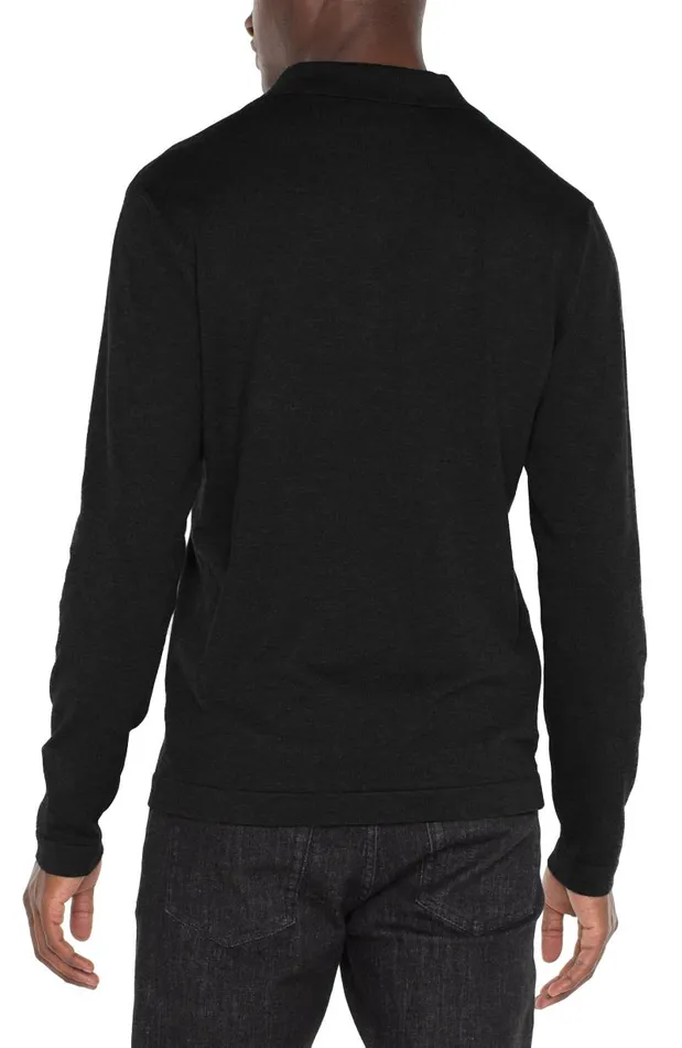 Liverpool Los Angeles Shirts LONG SLEEVE KNIT POLO Black 8211 Mens