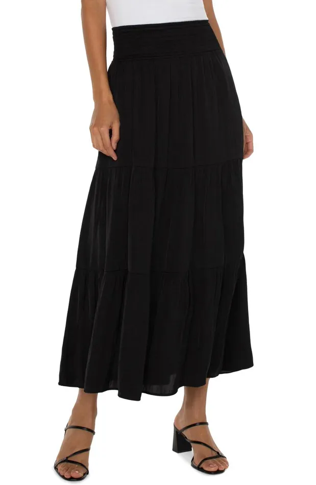 Liverpool Los Angeles Skirts WOVEN MAXI SKIRT Black 8211 Womens