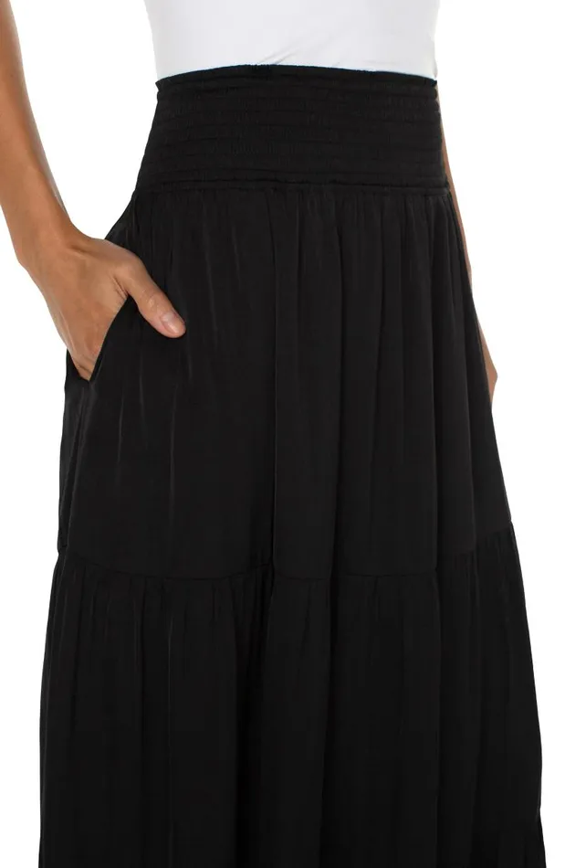 Liverpool Los Angeles Skirts WOVEN MAXI SKIRT Black 8211 Womens