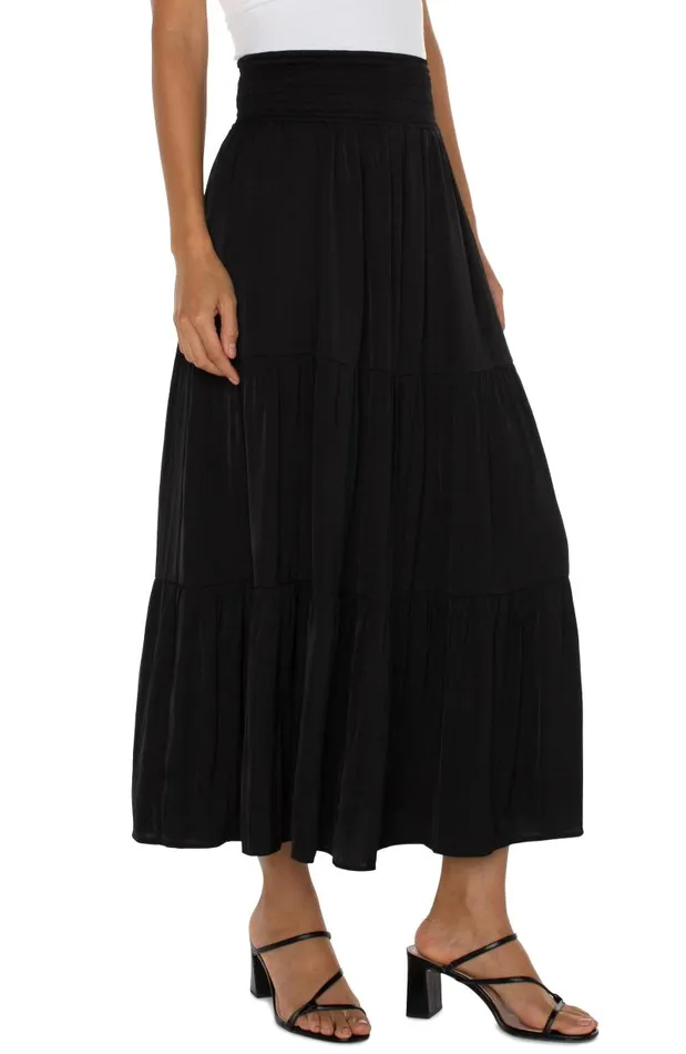 Liverpool Los Angeles Skirts WOVEN MAXI SKIRT Black 8211 Womens