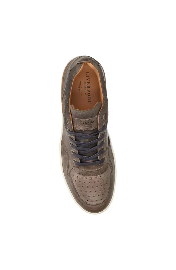 Liverpool Los Angeles Sneakers LAUNCH TEXTURED LEATHER SNEAKER Grey 8211 Mens
