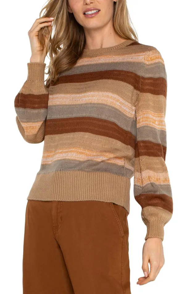 Liverpool Los Angeles Sweaters LONG SLEEVE CREW NECK SWEATER Jasper Multistripe 8211 Womens