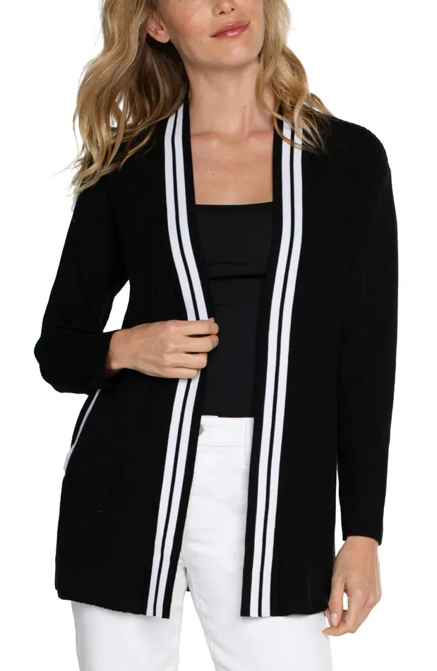 Liverpool Los Angeles Sweaters OPEN FRONT CARDIGAN SWEATER Black White Contrast 8211 Womens Liverpool Los Angeles Sweaters OPEN FRONT CARDIGAN SWEATER Black White Contrast 8211 Womens