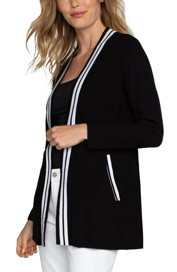 Liverpool Los Angeles Sweaters OPEN FRONT CARDIGAN SWEATER Black White Contrast 8211 Womens