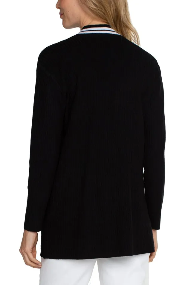 Liverpool Los Angeles Sweaters OPEN FRONT CARDIGAN SWEATER Black White Contrast 8211 Womens