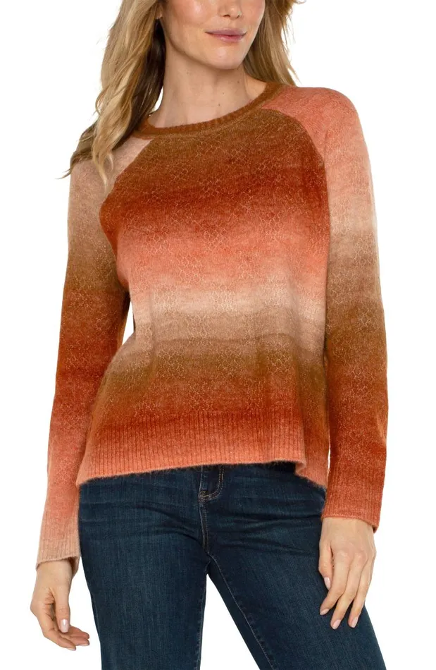 Liverpool Los Angeles Sweaters RAGLAN SWEATER WITH SIDE SLITS Orange Ombre 8211 Womens