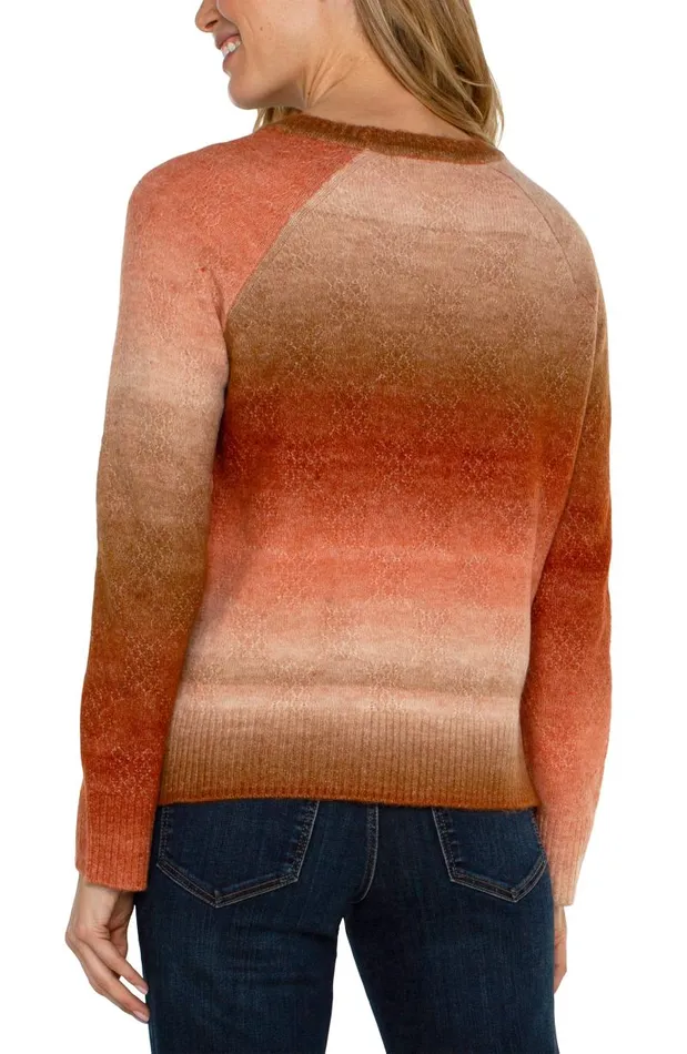 Liverpool Los Angeles Sweaters RAGLAN SWEATER WITH SIDE SLITS Orange Ombre 8211 Womens