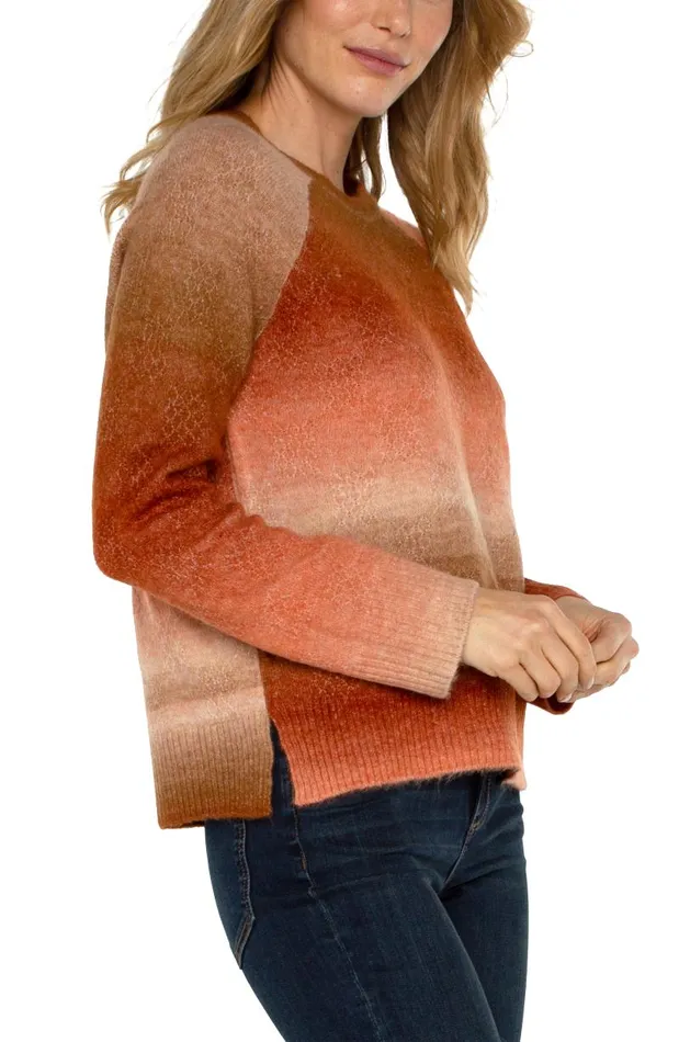 Liverpool Los Angeles Sweaters RAGLAN SWEATER WITH SIDE SLITS Orange Ombre 8211 Womens