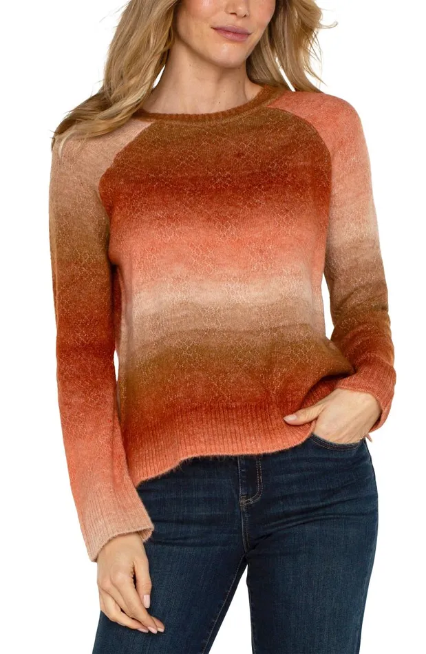 Liverpool Los Angeles Sweaters RAGLAN SWEATER WITH SIDE SLITS Orange Ombre 8211 Womens