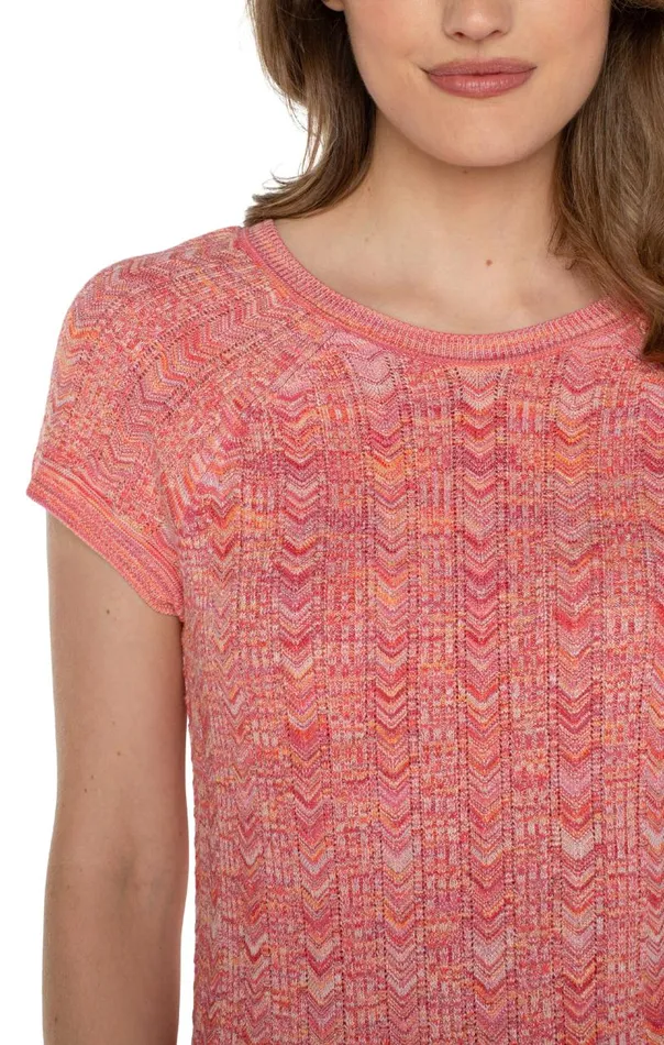 Liverpool Los Angeles Sweaters SCOOP NECK SHORT SLEEVE RAGLAN Sugar Coral Spacedye 8211 Womens