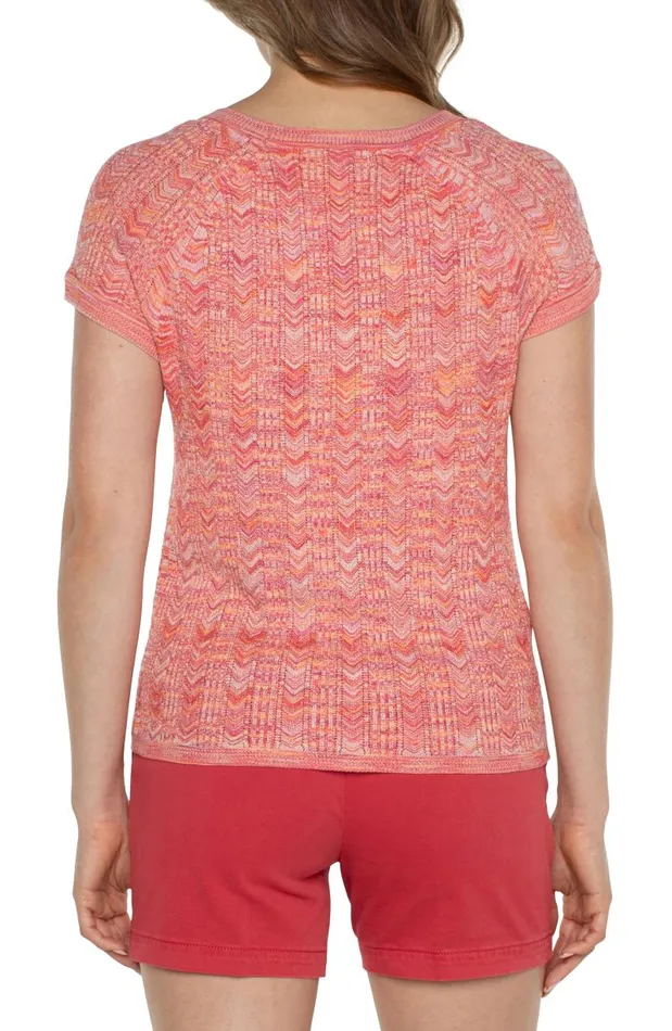 Liverpool Los Angeles Sweaters SCOOP NECK SHORT SLEEVE RAGLAN Sugar Coral Spacedye 8211 Womens