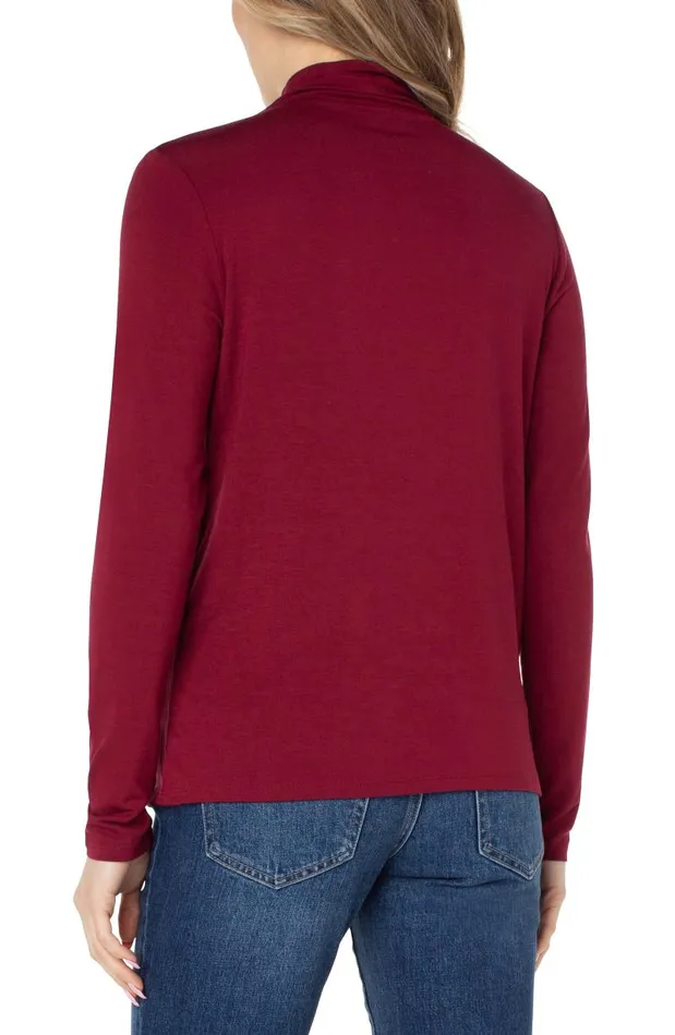 Liverpool Los Angeles Tees MOCK NECK LONG SLEEVE KNIT TOP Red Velvet 8211 Womens