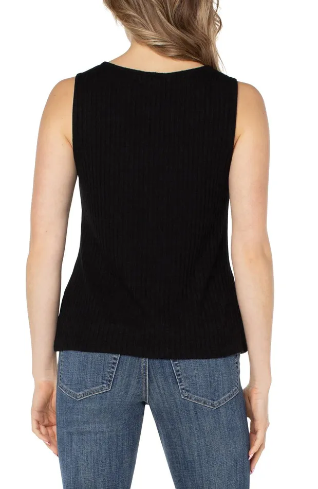 Liverpool Los Angeles Tees SLEEVELESS BOAT NECK RIB KNIT TOP Black 8211 Womens
