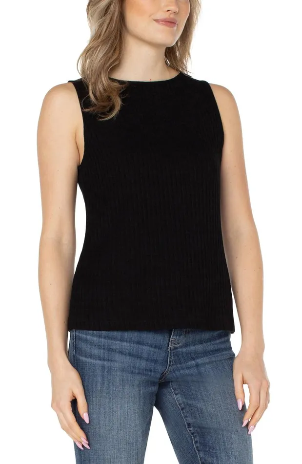 Liverpool Los Angeles Tees SLEEVELESS BOAT NECK RIB KNIT TOP Black 8211 Womens
