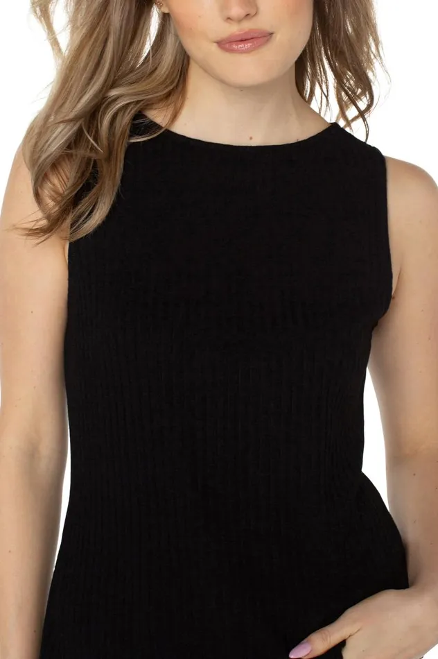 Liverpool Los Angeles Tees SLEEVELESS BOAT NECK RIB KNIT TOP Black 8211 Womens