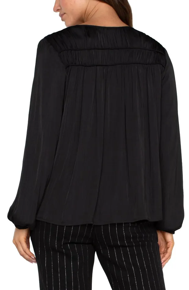 Liverpool Los Angeles Tops LONG SLEEVE VNECK WOVEN BLOUSE Black 8211 Womens