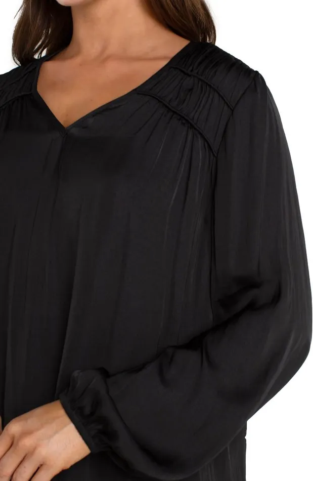 Liverpool Los Angeles Tops LONG SLEEVE VNECK WOVEN BLOUSE Black 8211 Womens