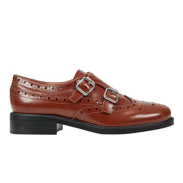 Loafers and Flats Women Parker Monkstrap Oxford Brown Leather Marc Fisher