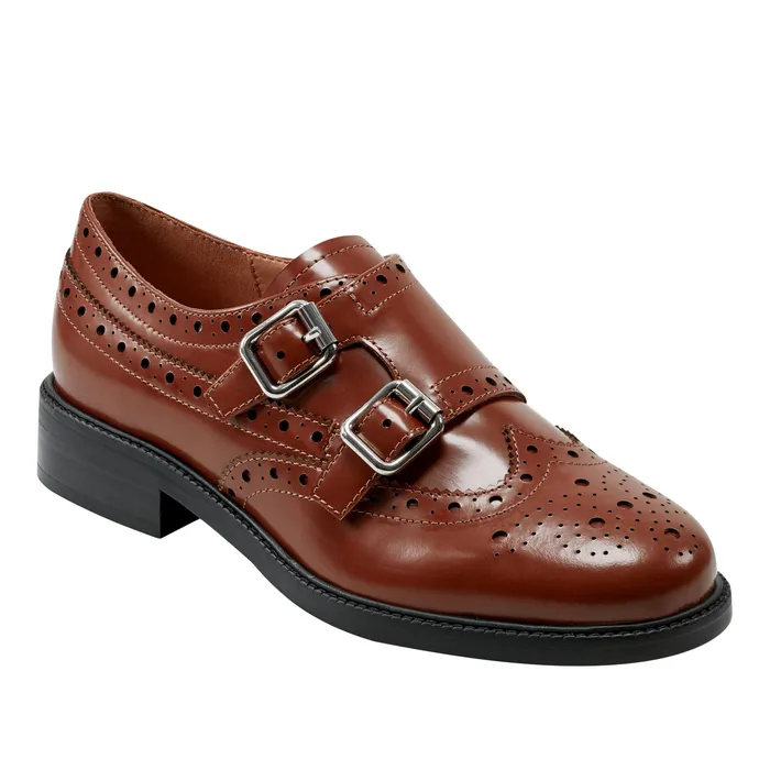 Loafers and Flats Women Parker Monkstrap Oxford Brown Leather Marc Fisher