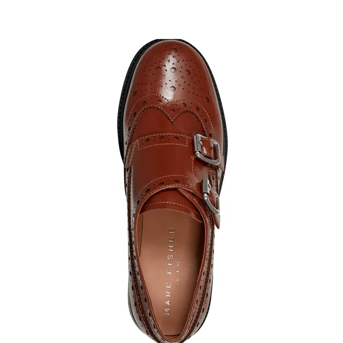 Loafers and Flats Women Parker Monkstrap Oxford Brown Leather Marc Fisher