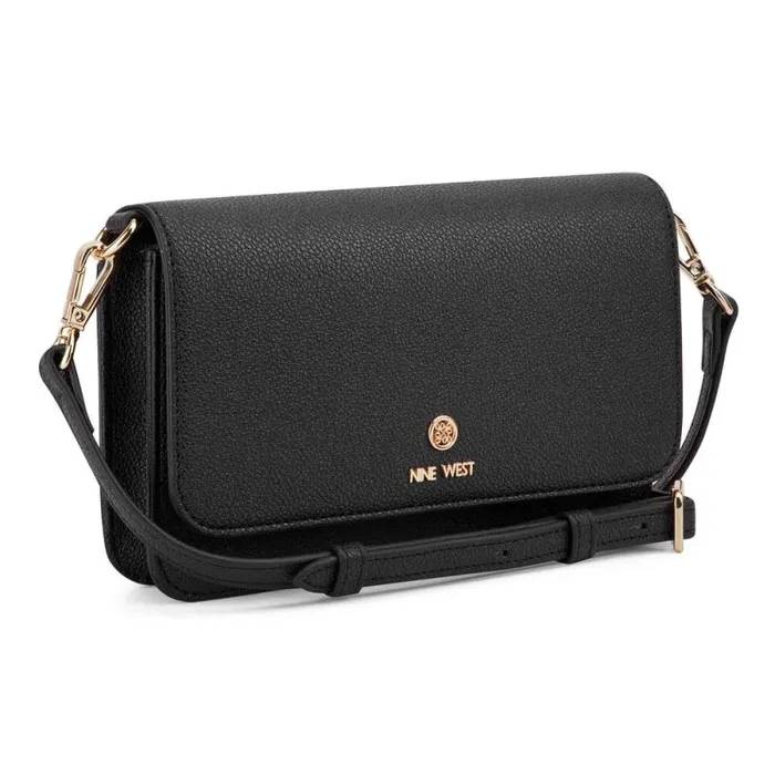 Lockup 9S Phone Wallet Crossbody Black Micro Pebble Women Nine West Crossbody