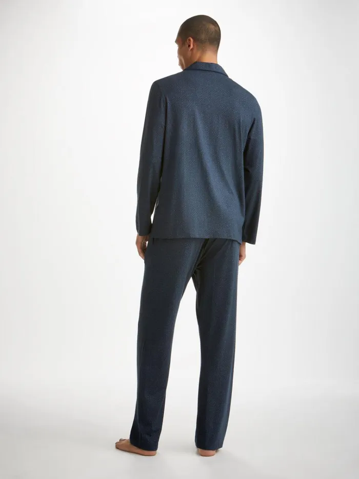 Long Pajamas Men Derek Rose Pajamas London 12 Micro Modal Navy